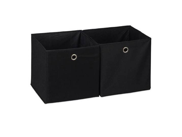 Relaxdays Lot de 6 boîtes de rangement noir