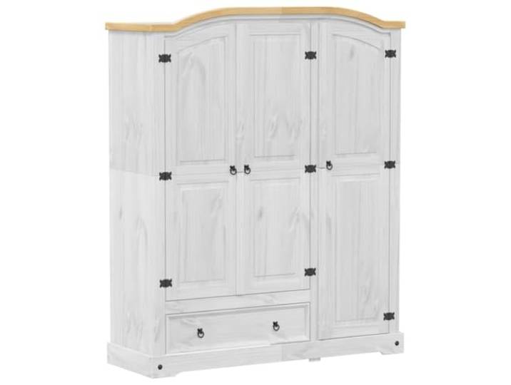 Schrank Weiß Kiefer Massivholz 151,5x52x186 cm Massives Kiefernholz, Metallgriff, großer Stauraum für Kleidung und Schuhe, rustikale Optik, stabile Konstruktion