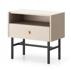 NACHTTISCH Dalia mit 1 Schublade und Metallbeinen, 55 cm, Kaschmir