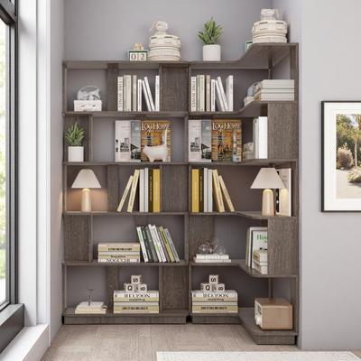 ZWYO HOSIMU "64.6"" H Set of 2 Corner & Extendable Bookshelf, Space-Saving Display Shelf, Freely Combinable Storage for Living Room Study"