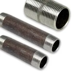 Stahlrohr Rohrdoppelnippel schwarz (AG - AG) (Ausführung: 2''AG - L=40 mm)