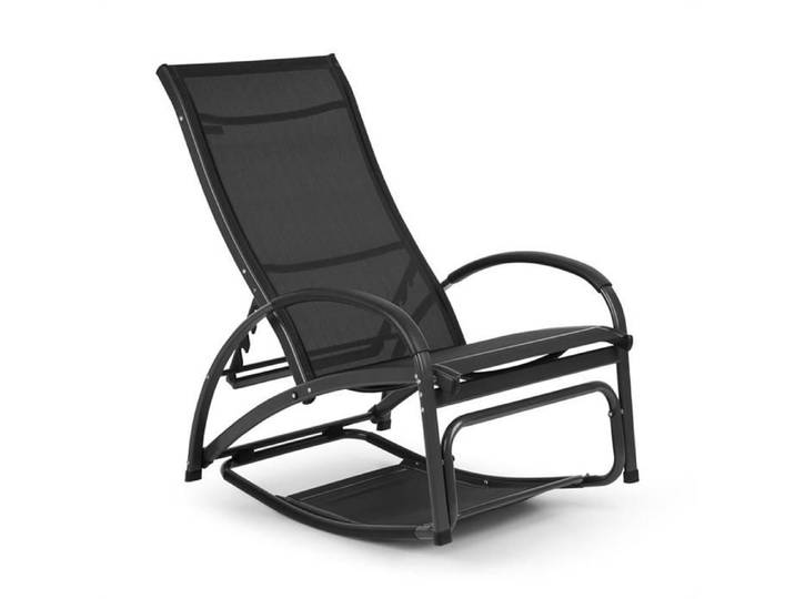 Blumfeldt Beverly Wood Chaise longue à bascule bain de soleil aluminium noir