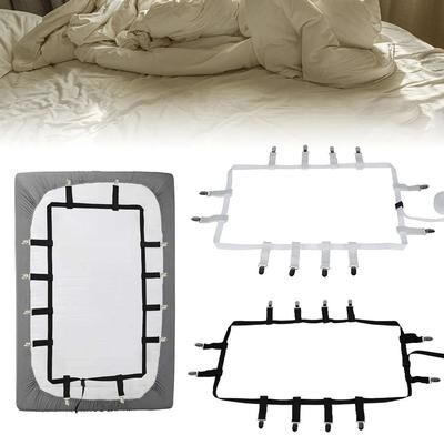 Inspired Living Adjustable Bed Sheet Holders Set With Fitted Sheet Straps And Sheet Corner Clips Adjustable Bed Sheet Holders Set With Fitted Sheet Straps And Sheet Corner Clips