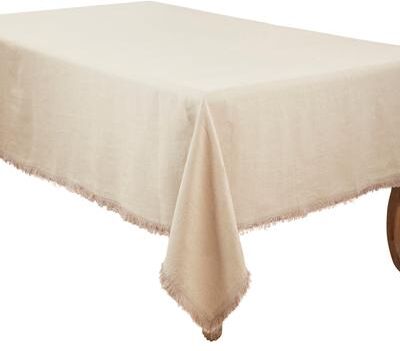 Saro Lifestyle Stonewashed Linen Fringed Tablecloth