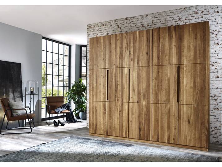 Kleiderschrank HOME AFFAIRE Azelie, aus Wildeiche , braun (wildeiche natur), B:252cm H:223cm T:62cm, Massivholz, Schränke, Kleiderschrank, Massivholz-Kleiderschrank, im 50 cm Raster planbar