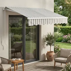 Markise Bitonto 250x200 cm Grau/Weiß [en.casa]