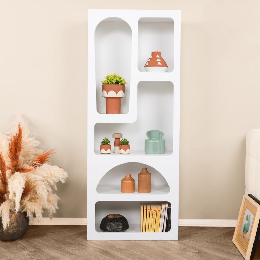 Homifab Bibliothèque organique 5 niches blanche 60 cm Blanc 60x150x32cm