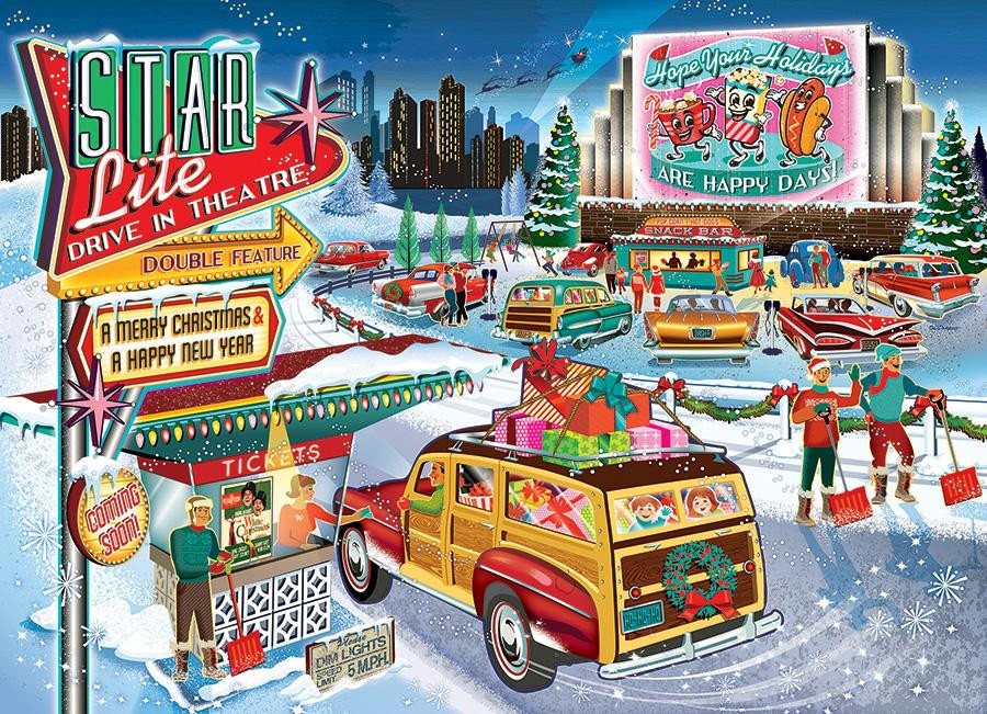 Cobble Hill Holiday Drive-In Puzzel, 1000 stuks