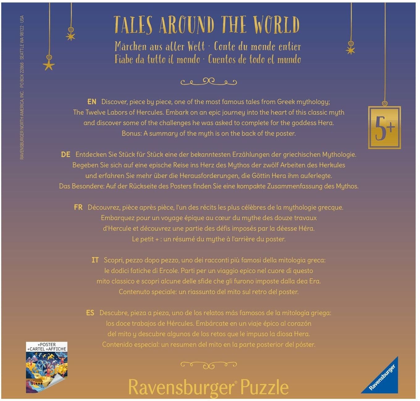Ravensburger 64 Piece Jigsaw Puzzle Square Hercules Tales Around The World The Twelve Labours Of Hercules Kids