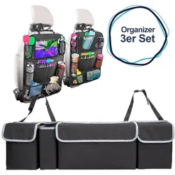 König Design, Auto Innenraum Zubehör, Kofferraum Rücksitz Organizer Tasche Rückenlehnentasche Rückenlehnenschutz Set