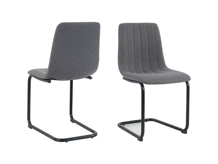 Stilvoller Stuhl 2er-Set Nira Strukturstoff anthrazit - Stuhl 2er-Set