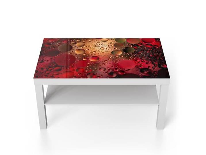 DEQORI Glastisch weiß groß 90x50 cm Motiv Feurige Tropfen ausgefallener Beistelltisch aus Glas Hochglanz Couchtisch fürs Wohnzimmer moderner Couch Tisch mit Design