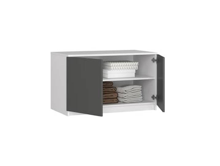 BDW Stylish S90 2D 2SZ CLP Kleiderschrank-Organizer - Zwei Einlegeböden - Schubladen für die Innenseite des Kleiderschranks - Kleiderschrank Innenaufbewahrung - 90x55x51 cm - Weiss/Grau