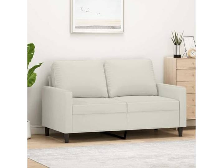 HEFZGDB 2-Sitzer Sofa Creme 120 cm Samt Stoff Polstermöbel mit Metallgestell, Weiches Velours Sitzkomfort für Wohnzimmer, Robustes Design und Dichte Polsterung für Entspannung
