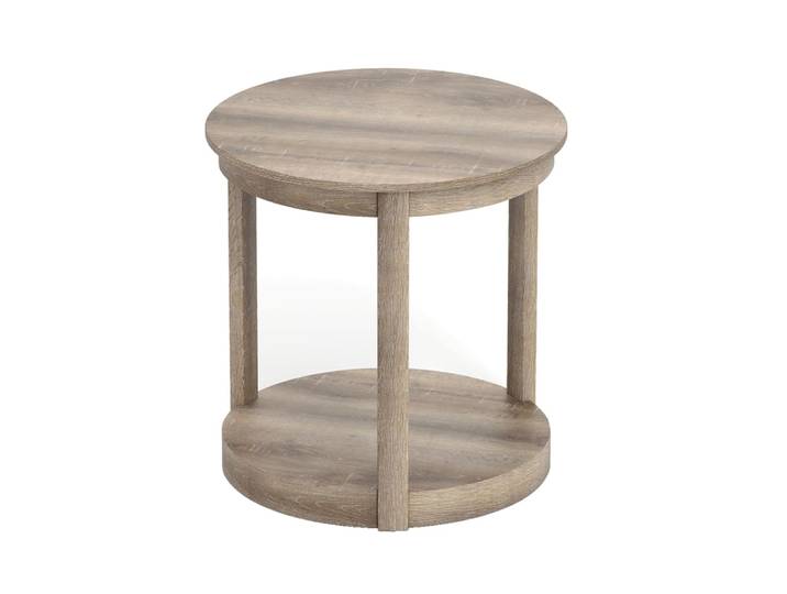 Table basse ronde en bois à 2 niveaux gris