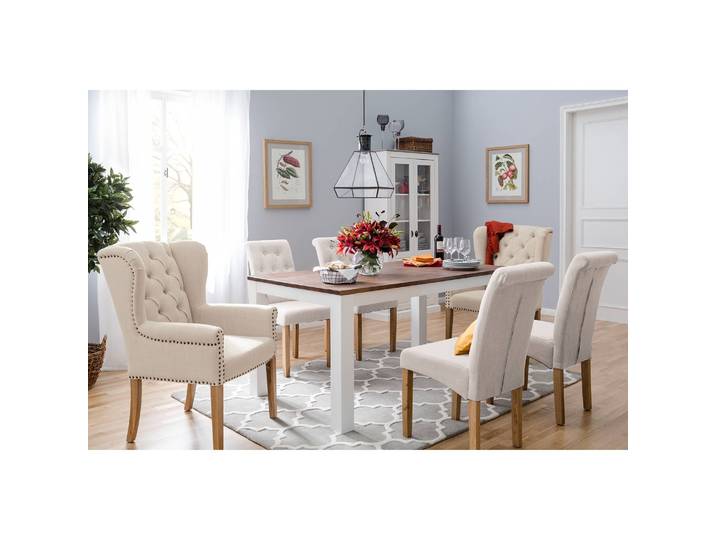Chaises capitonnées Jeanne lot de 2 45 x 95 x 60cm Beige/Crème