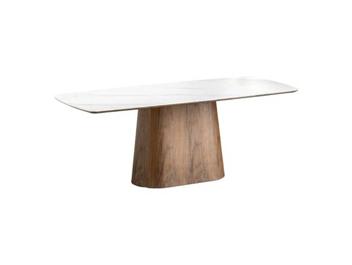 Esstisch UNIQUE 200cm - braun weiß - Keramik - stabile Konstruktion hochwertig, individuelle Maserung, 120 kg Belastbarkeit, natürliche Optik, pflegeleicht, Holzgestell