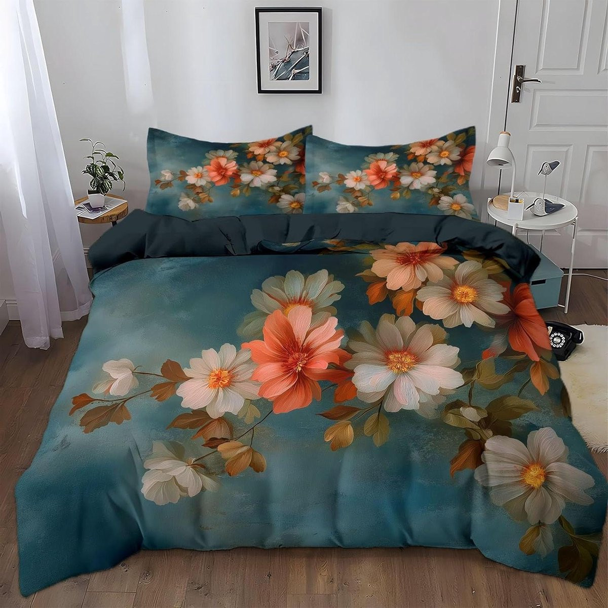 Omkeerbaar Dekbedovertrek Set Donkerblauw Zwart 200 x 200 cm