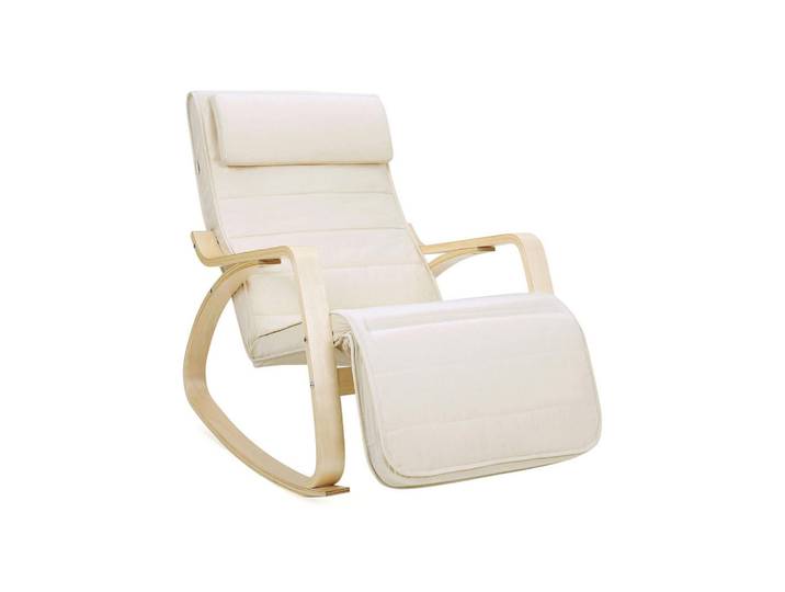 Hansiro Schaukelstuhl Relaxstuhl, Beige, 115x91x67 cm, Wohnzimmer, Sessel, Schaukelstühle