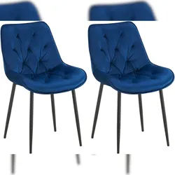 CLP 2er Set Esszimmerstuhl Wallace Samt blau