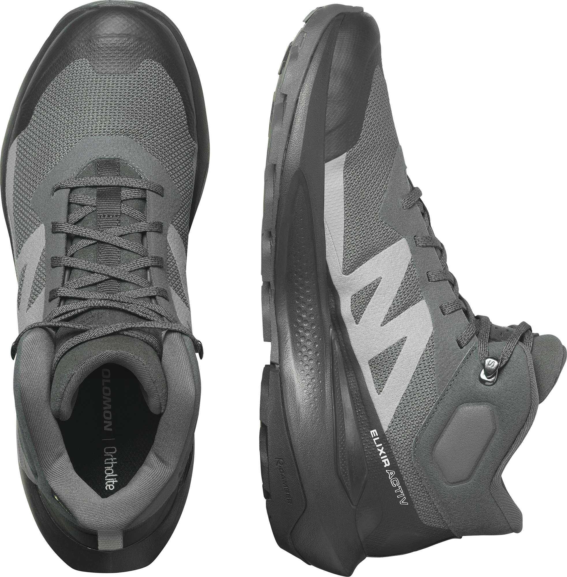 Outdoorschuh SALOMON "ELIXIR ACTIV MID GORE-TEX", Herren, Gr. 47, Textil, grau (magnet, phantom, sharkskin), Synthetik, Textil, Schuhe Outdoorschuh, wasserdicht dank Gore-Tex Membrane magnet, phantom, sharkskin 47, Textil