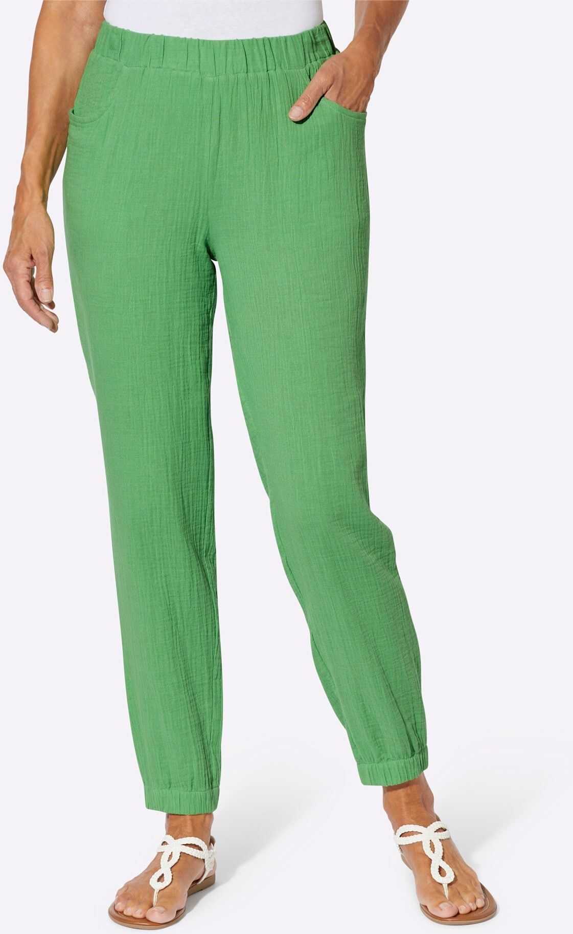 Schlupfhose CLASSIC BASICS, Damen, Gr. 52, Normalgrössen, apfel, 100% Baumwolle, unifarben, Hosen Schlupfhose apfel 52, Normalgrössen