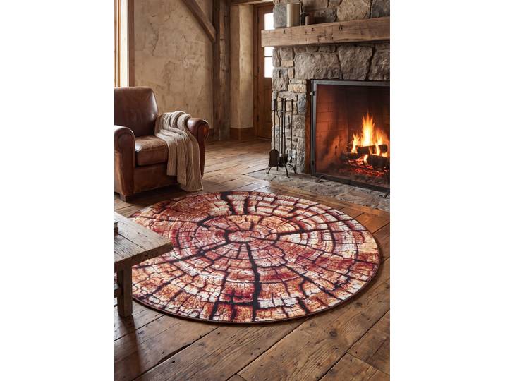 Teppich im naturnahen Baumstamm-Design, Braun, Größe 314 (ø 300 cm)
