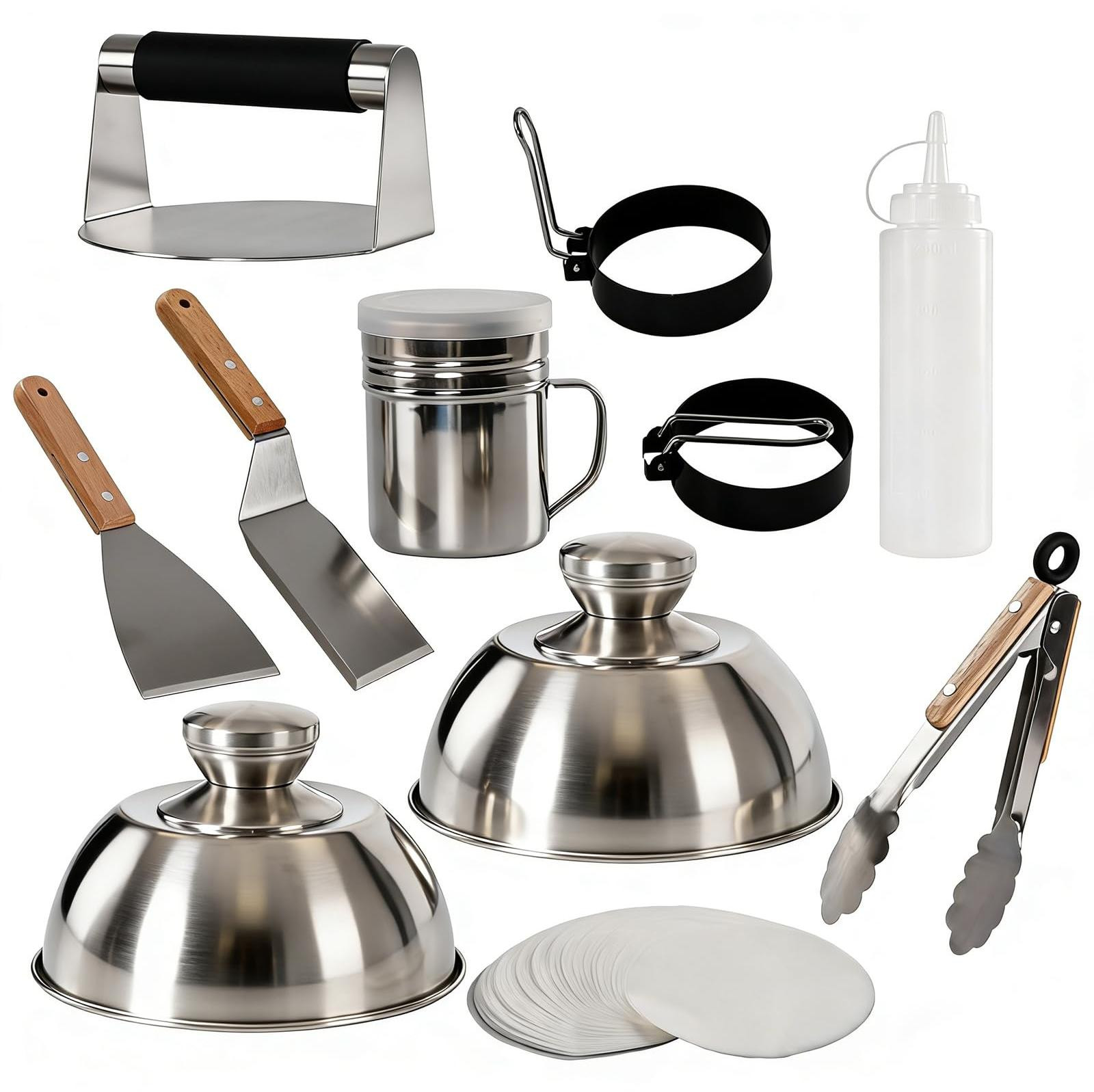 Dripio Smash Burger Set, 11-delig, roestvrij staal – Hamburgerpers en accessoires