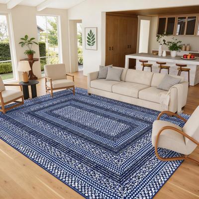 Garvee Modern Geometric Bordered Non-Slip Area Rugs for Living Room