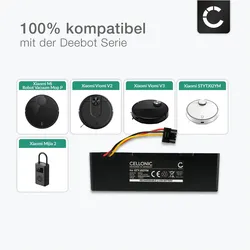 Cellonic Akku für Xiaomi Mi Robot Vacuum Mop P, STYTJ02YM, Proscenic LDS M6 Pro, Staubsauger Roboter Zubehör, Schwarz