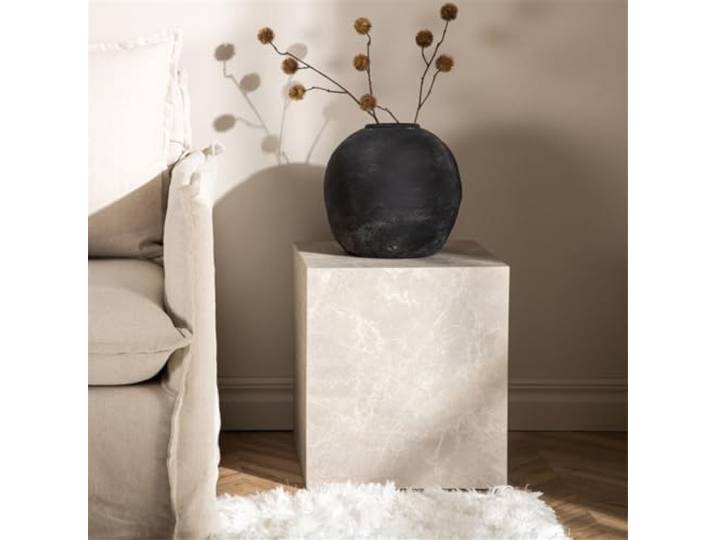 BOURGH YORK Sofa Tisch - Marmor Look Couchtisch Beistelltisch Nachttisch 40x40x45 cm (L x B x H) beige