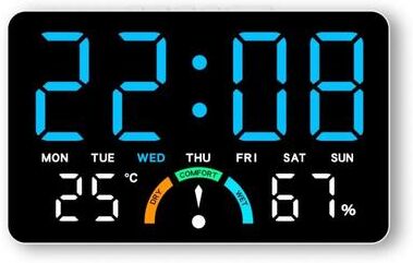 Uplift Picks Multifunction Digital Wall Clock With LED Display And Voice Control white blue