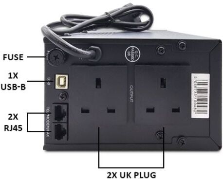 VIDA Armour 650VA uninterruptible power supply (UPS) Line-Interactive 0.65 kVA 390 W 2 AC outlet(s)