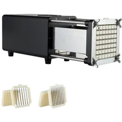 VEVOR Elektrischer Pommes Frites Schneider Kartoffelschneider mit 1/2 & 3/8 Zoll Klingen Edelstahl, Kartoffelschneider und Zerkleinerer mit Anti-Rutsch-Füßen, für Kartoffeln Pommes Frites Gemüse