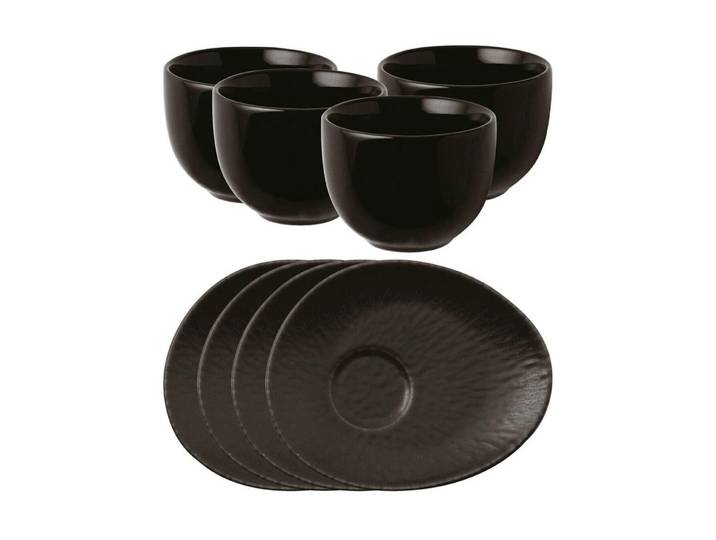Kaffeeservice ARTHUR KRUPP M/Teller Onyx 4 Stück , schwarz, Geschirr-Sets, Kaffeeservice
