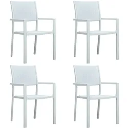 vidaXL Gartenstühle 4 Stk. Weiß Kunststoff Rattan-Optik