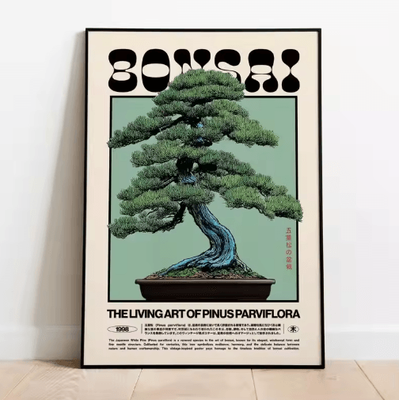 Inspire Picks Frameless Bonsai Wall Art Retro Japanese White Pine Canvas Poster tt191 30x40cm
