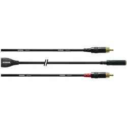 2x Cordial CFY 0.3 YCC - Y-Kabel 3.5mm Klinken-Buchse - Stereo-Cinch (0.30 m, AUX Kabel, Cinch Kabel), Audiokabel