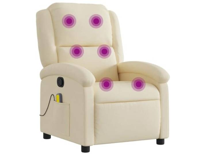 vidaXL Massagesessel, Sessel Verstellbare Rückenlehne, Fernsehsessel Relaxsessel mit Vibrationsfunktion, Liegesessel Polstersessel Ruhesessel, Creme Stoff