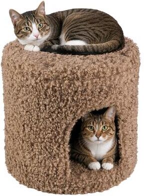PETMAKER Brown Lamb Wool Cat House Ottoman With Cushioned Top, Small