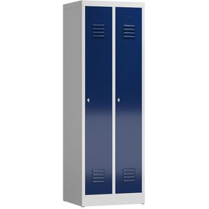 ClassiX Spind X-510121, blau, 2 Abteile, mit Drehriegelschloss, 59 x 180 cm