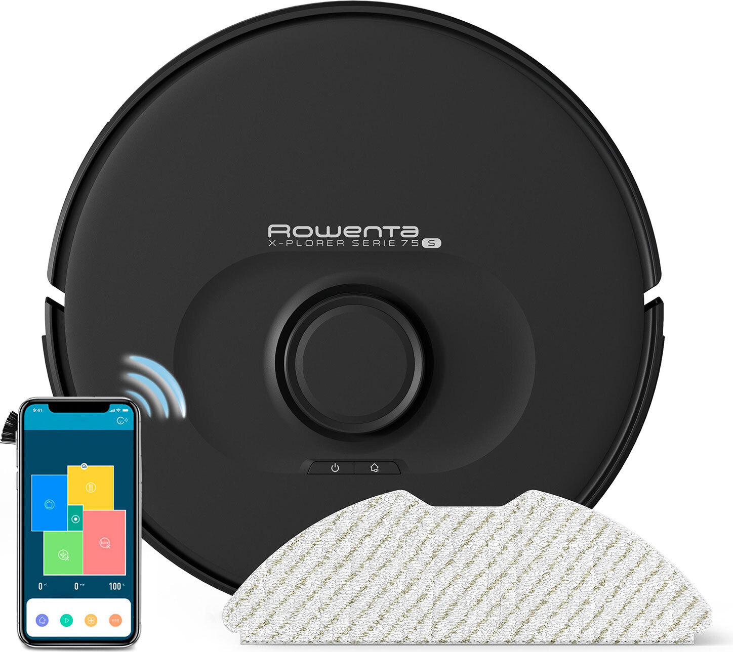 Rowenta X-Plorer RR8575, Beutellos, Schwarz, Rund, 3 Rad/Räder, Ladend, 70 dB