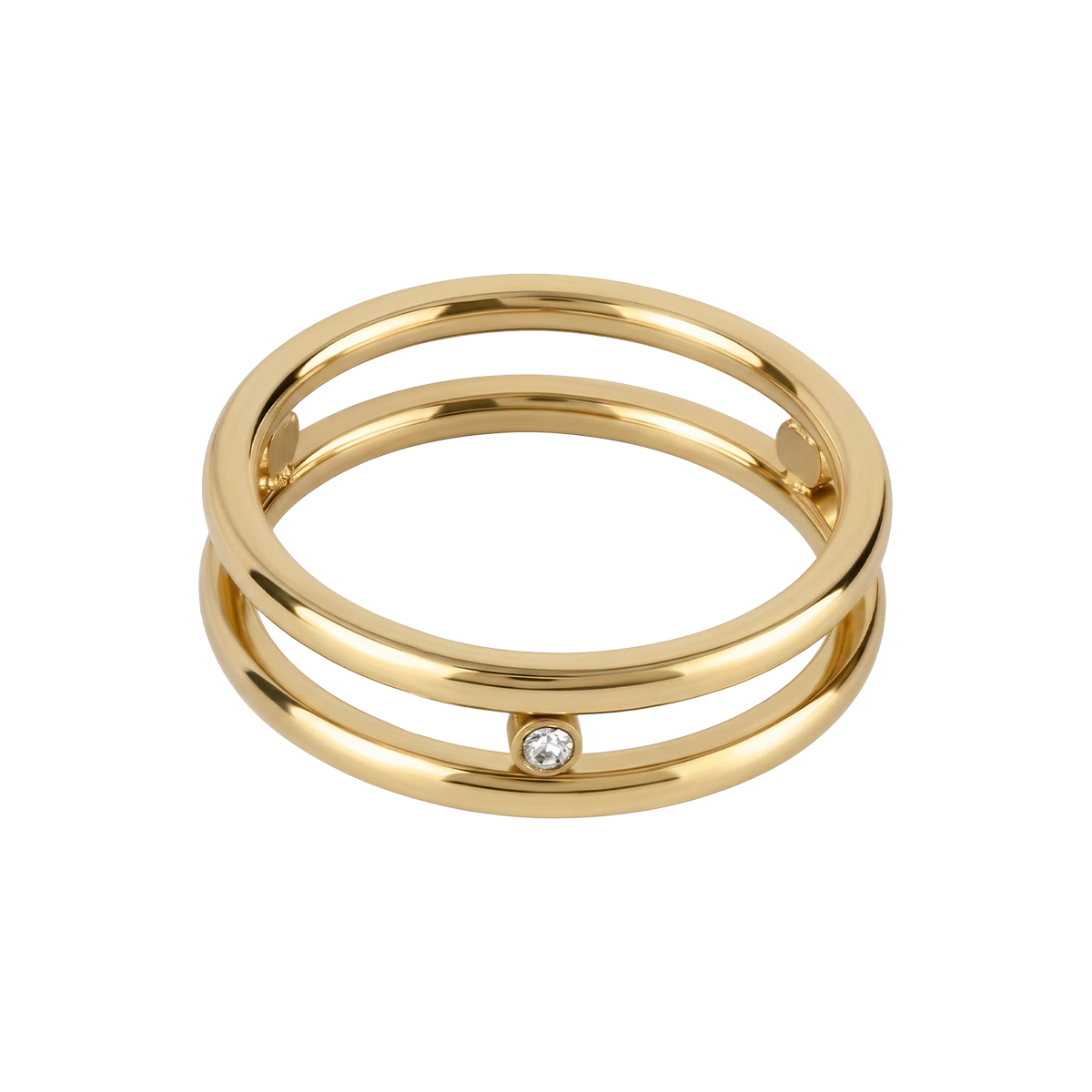Jacques Lemans Ring Edelstahl vergoldet mit Zirkonia