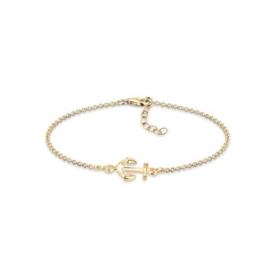 Armkette ELLI "Armband Anker Maritim Segler Trend Symbol 925 Silber" Gr. 170, gold, Armbänder, Damen, 170, Silber 925 (Sterlingsilber), Armkette