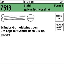Gewindeschneidschraube DIN 7513 FormB Zylinder Schlitz BM 4x8 galv.verz. 1000St.