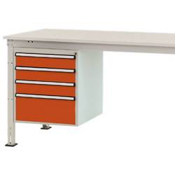 Manuflex ZB4814.2001 Gehäuse-Unterbau Stationär, Nutzhöhe 500 mm mit 4 Schubfächer. Für Tischtiefe 1200 mm