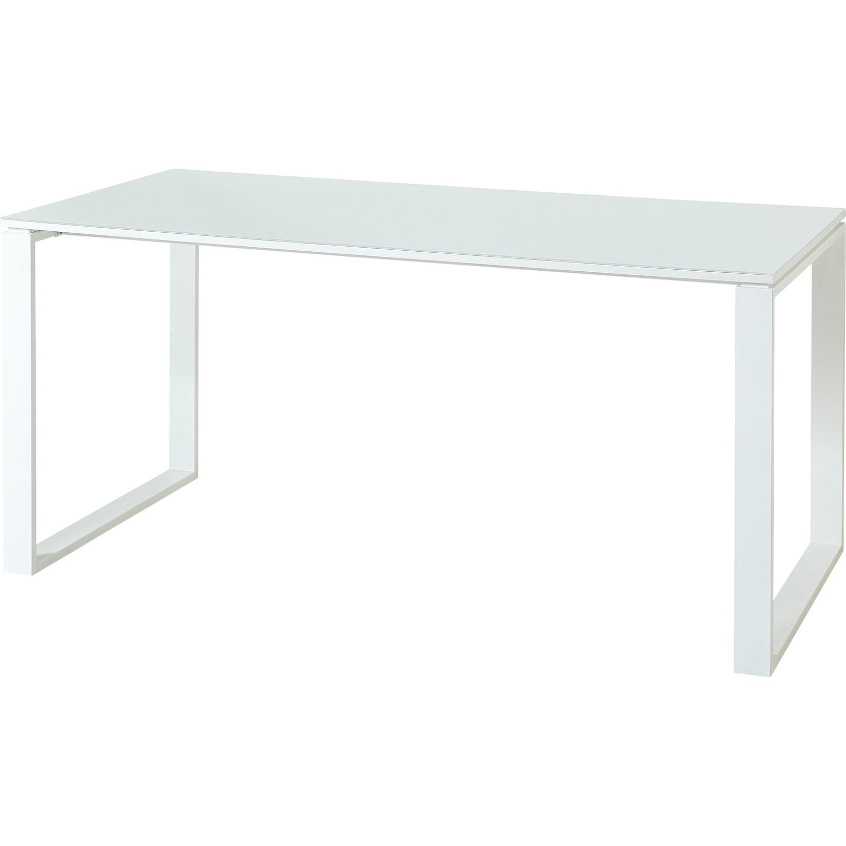Schreibtisch "Muenchen" Glasplatte & Kufengestell, 160x80 cm Weiß