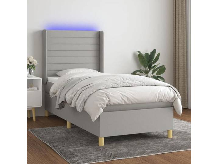 Sommier à lattes LED Tissu Gris clair Cadre de lit 80x200cm Chambre à coucher