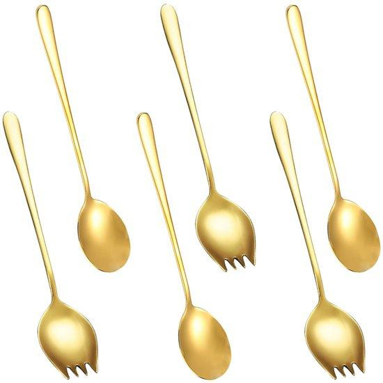Unyqoos 6-delige gouden saladebestekset van roestvrij staal