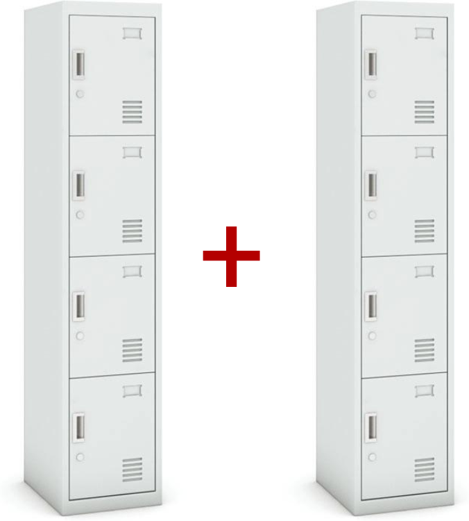 B2B Partner Szafka ubraniowa S3 czterodrzwiowa 1+1 GRATIS, demontaż, zamek cylindryczny, szara/szara
